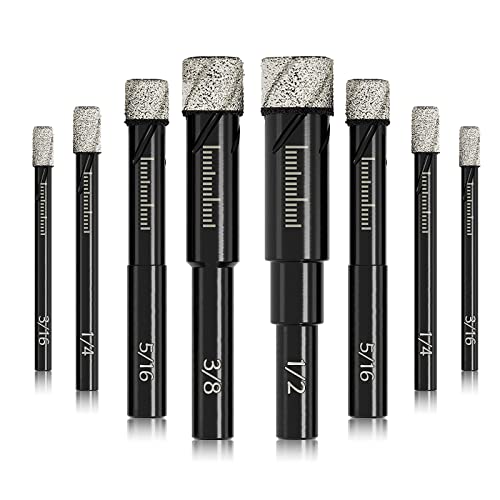 8 Stück Diamantbohrer-Set für Granit Keramik Marmor Fliesen Glas harte Materialien Größe 5mm 6mm 8mm 10mm 12mm in S Aufbewahrungskoffer runder Schaft von DKIBBITH