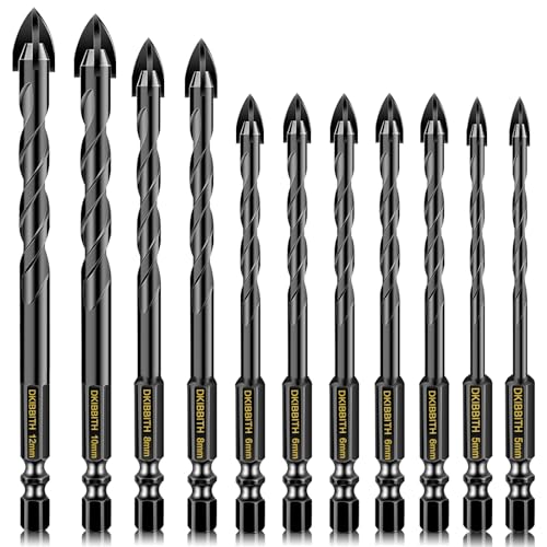 Hartmetall-Bit-Set für Stein/Ziegel/Ziegel/Keramik/Glas/Metallblech/Kunststoff/Holz, Schnellwechsel-Sechskantschaft, Größe 5 mm, 6 mm, 8 mm, 10 mm, 12 mm, mit Aufbewahrungskoffer, 11-teilig Hartmetall-Bit-Set für Stein/Ziegel/Ziegel/Keramik/Glas/Metallblech/Kunststoff/Holz, Schnellwechsel-Sechskantschaft, Größe 5 mm, 6 mm, 8 mm, 10 mm, 12 mm, mit Aufbewahrungskoffer, 11-teilig von DKIBBITH
