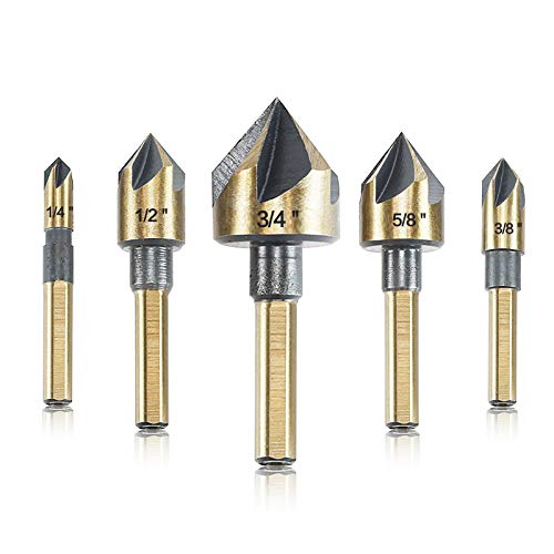 Kegelsenker Bohrer Set, 5-teilig, 82 Grad,Senker in den Größen 6mm, 10mm,12mm,16mm, 20mm, Set mit Tragetasche Kegelsenker Bohrer Set, 5-teilig, 82 Grad,Senker in den Größen 6mm, 10mm,12mm,16mm, 20mm, Set mit Tragetasche von DKIBBITH
