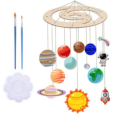 DKINY Sonnensystem aus Holz, Holzmodell Planeten Bastelset für Kinder, Sonnensystem Holzbastelsets mit 2 Malpinsel und Mischpalette, Kreative Traumfänger Bastelbedarf für Kinder Astronomie Traum DKINY Sonnensystem aus Holz, Holzmodell Planeten Bastelset für Kinder, Sonnensystem Holzbastelsets mit 2 Malpinsel und Mischpalette, Kreative Traumfänger Bastelbedarf für Kinder Astronomie Traum von DKINY