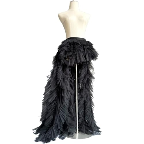 DKJAHSEK Damen Faltenrock Tüllrock Asymmetrisch Asymmetrische Lolita-Röcke aus Netzstoff for Abendpartys, Tüll-Ballkleid for Bühnenshows, Prinzessinnen-Kuchenrock Karneval Party Rock(90CM_M) von DKJAHSEK