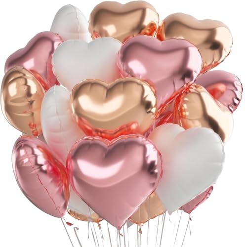 26 Stück Herz Folienballon Rosa 18 Zoll,Rosegold Helium Ballon Herzen,Weiß Rosa Roségold Helium Ballon Herz Helium Luftballons Rosa Herz Folienballons für Geburtstag Hochzeit Verlobung Muttertag Deko 26 Stück Herz Folienballon Rosa 18 Zoll,Rosegold Helium Ballon Herzen,Weiß Rosa Roségold Helium Ballon Herz Helium Luftballons Rosa Herz Folienballons für Geburtstag Hochzeit Verlobung Muttertag Deko von DKLQXCE