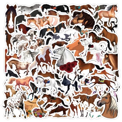DKLQXCE 120 Stück Pferde Aufkleber,Pferde Sticker Set,Sticker Pferd Geburtstag Wasserfeste Vinyl Graffiti Stickers PVC Tiersticker für Auto Laptop Skateboard Fahrrad Moped Motorrad Gepäck Computer von DKLQXCE