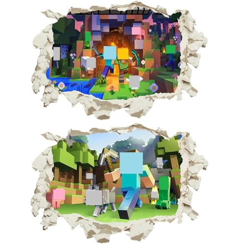 Mineecraft Wandtattoo, 2 Stücke Wandaufkleber Poster, Creeper Wandaufkleber Poster, Gaming Wandbild für Schlafzimmer, für Babyzimmer Wohnzimmer Schlafzimmer Kinderzimmer Hause Wanddekoration Mineecraft Wandtattoo, 2 Stücke Wandaufkleber Poster, Creeper Wandaufkleber Poster, Gaming Wandbild für Schlafzimmer, für Babyzimmer Wohnzimmer Schlafzimmer Kinderzimmer Hause Wanddekoration von DKLQXCE