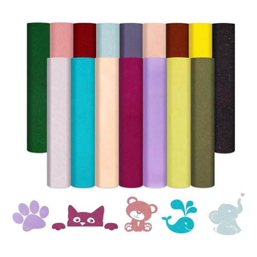 DKSooozs Beflocktes HTV-Wärmetransfer-Vinyl, 16 Blatt, gemischte Farben, beflockt, zum Aufbügeln für T-Shirts, einfach zu verwenden DKSooozs Beflocktes HTV-Wärmetransfer-Vinyl, 16 Blatt, gemischte Farben, beflockt, zum Aufbügeln für T-Shirts, einfach zu verwenden von DKSooozs