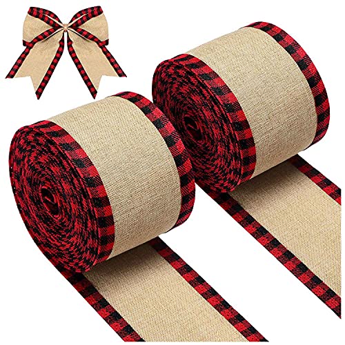 DKSooozs Weihnachtsband mit Drahtrand, Sackleinen, Bastelband, Geschenkband mit kariertem Rand, Rot DKSooozs Weihnachtsband mit Drahtrand, Sackleinen, Bastelband, Geschenkband mit kariertem Rand, Rot von DKSooozs
