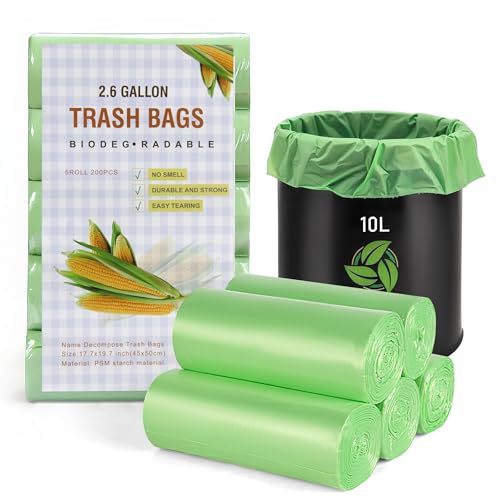 200 Stück Biomüllbeutel 10L Biomülltüten, Kompostierbare Müllbeutel Stärkebasiertes Material Biologisch Abbaubarer Müllsack für Küche, Büro, Wohnzimmer 45 x 50 cm, Grün von DKYDHY
