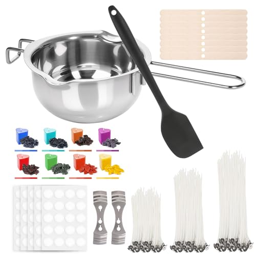 Kerzen Selber Machen Set, Kerzenherstellung Kerzen Gießen Set mit Schmelztopf, Kerzendochte, Kerzenfarbe, Aufkleber, Dochthalter, Dochthalter aus Metall, Candle Making Kit für Erwachsene Anfänger Kerzen Selber Machen Set, Kerzenherstellung Kerzen Gießen Set mit Schmelztopf, Kerzendochte, Kerzenfarbe, Aufkleber, Dochthalter, Dochthalter aus Metall, Candle Making Kit für Erwachsene Anfänger von DKYDHY