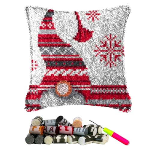 Knüpfhaken-Set, Kissen, Weihnachtsmütze, Häkelgarn, Kissen, Farbe, vorgedruckt, Leinwand, Teppich, Handarbeit, DIY, Kissenbezug, Haken und Riegel-Set, Zuhause, Kunst, Handwerk, Sofa-Dekoration, 42 x Knüpfhaken-Set, Kissen, Weihnachtsmütze, Häkelgarn, Kissen, Farbe, vorgedruckt, Leinwand, Teppich, Handarbeit, DIY, Kissenbezug, Haken und Riegel-Set, Zuhause, Kunst, Handwerk, Sofa-Dekoration, 42 x von DL-YTG