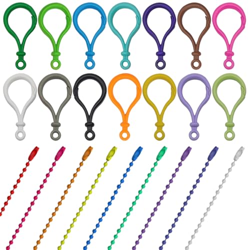 DLAND 100 Stück Kunststoff-Schlüsselanhänger-Clips mit 50 verstellbaren Metallkugelketten, DIY-Schmuckverbinder, Rucksack-Clips, langlebiges Bastelzubehör für Schlüssel, Etiketten, Ornamente DLAND 100 Stück Kunststoff-Schlüsselanhänger-Clips mit 50 verstellbaren Metallkugelketten, DIY-Schmuckverbinder, Rucksack-Clips, langlebiges Bastelzubehör für Schlüssel, Etiketten, Ornamente von DLAND