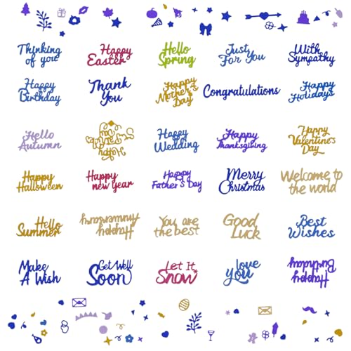 DLAND 30 Stück Stanzformen für Grußkarten, Glück, Dankesworte, Willkommensworte, Kartenherstellung, Scrapbooking, Papieralbum-Stempel DLAND 30 Stück Stanzformen für Grußkarten, Glück, Dankesworte, Willkommensworte, Kartenherstellung, Scrapbooking, Papieralbum-Stempel von DLAND