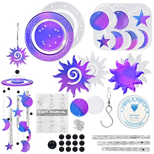 Harzformen 65 Stück Komplettset - Windspiel Form Silikon & Epoxidharz Gießform Set für DIY Schmuck, Schlüsselanhänger, Ohrringe - Inkl. Perlen, Faden, Haken - Ideal für Home Deco von DLAND