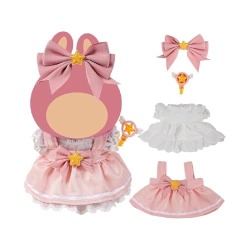 17cm Puppenkleidung for Labubu 15-17cm Puppen - Rosa Prinzessin 4-teiliges Outfit Set, Süße Kleidung und Accessoires, Ohne Puppe (Style) von DLAYLQZG