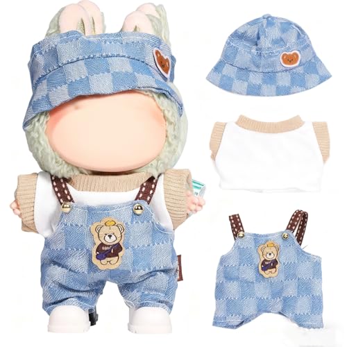 for labubu 3-teiliges Outfit-Set für 17cm Puppen - Hut & Kleidung, Stylische Unisex Puppenkleidung für Jungen und Mädchen (Puppe Nicht enthalten) (Style) von DLAYLQZG