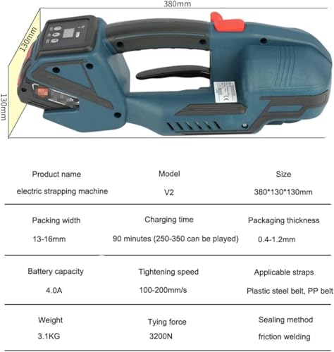 DLAZUM Automatische Umreifungsmaschine V2, Verpackungsmaschine, Umreifungsgerät, 3200N, wiederaufladbares Lithium-Umreifungsgerät für das Verpackungsset (38 x 13 x 13 cm) von DLAZUM