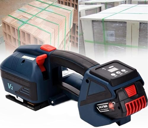 DLAZUM Hochleistungs-Handumreifungsmaschine, Ballenpresse, 4000 mAh Akku, Umreifungsgerät, Kunststoffband, automatische Schweißumreifungsmaschine für 1/2-5/8 Zoll, 2 Batterien von DLAZUM