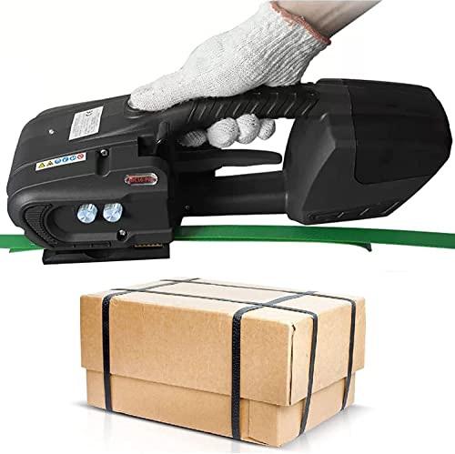 DLAZUM Tragbare elektrische Umreifungsmaschine für Bänder, automatische Handumreifungswerkzeuge für Kunststoffverpackungen, Umreifungsspanner, Ballenpresse (1 Batterie) von DLAZUM