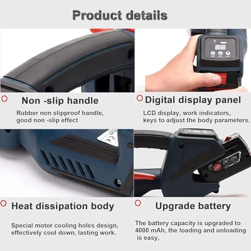 Elektrische Handumreifungsmaschine für 1/2-5/8 Zoll Umreifung, automatisches Umreifungswerkzeug, Spanner-Kit mit Digitalanzeige für Verpackungskartonpaletten, tragbare Ballenpresse, 2 Batterien (1 Ba Elektrische Handumreifungsmaschine für 1/2-5/8 Zoll Umreifung, automatisches Umreifungswerkzeug, Spanner-Kit mit Digitalanzeige für Verpackungskartonpaletten, tragbare Ballenpresse, 2 Batterien (1 Ba von DLAZUM