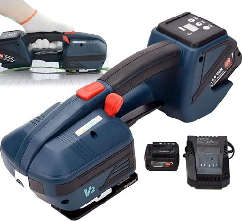 Tragbare elektrische Umreifungsmaschine, 4000-mAh-Akku für 1/2-5/8-Zoll-Umreifung, automatisches Umreifungswerkzeug, Spanner-Kit mit Digitalanzeige für Verpackungskarton-Palettenballenpresse, 2 Akkus Tragbare elektrische Umreifungsmaschine, 4000-mAh-Akku für 1/2-5/8-Zoll-Umreifung, automatisches Umreifungswerkzeug, Spanner-Kit mit Digitalanzeige für Verpackungskarton-Palettenballenpresse, 2 Akkus von DLAZUM