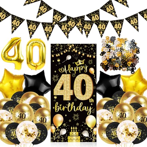 40 Geburtstag Deko für Frauen Mann, DLLUN 40 Geburtstagdeko Folienballons Luftballons, Konfetti Tischdeko Deko 40. Geburtstag Frauen, 40th Happy Birthday Banner Party Deko von DLLUN