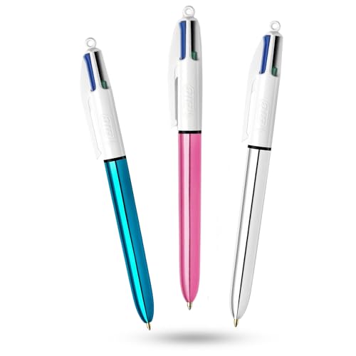 BIC 4 Farben Shine Kugelschreiber Kunststoff Metallic Barrel Medium 1mm Spitzen Retractable Ink Pens With Clip Multicolor Fluent Smooth Writing for School Home Note Taking Office Supplies Pack of 3 BIC 4 Farben Shine Kugelschreiber Kunststoff Metallic Barrel Medium 1mm Spitzen Retractable Ink Pens With Clip Multicolor Fluent Smooth Writing for School Home Note Taking Office Supplies Pack of 3 von DLM Direct