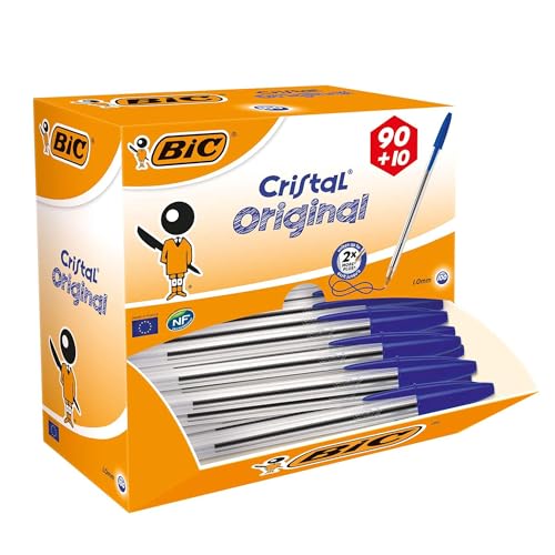 BIC Cristal Kugelschreiber, Original-Kugelschreiber, mittlere Spitze, 1,0 mm, Kunststoffschaft, blaue Tinte, Biros, schnell trocknend, glattes Schreibstift-Set für Schule, Büro, Zuhause, Notizen BIC Cristal Kugelschreiber, Original-Kugelschreiber, mittlere Spitze, 1,0 mm, Kunststoffschaft, blaue Tinte, Biros, schnell trocknend, glattes Schreibstift-Set für Schule, Büro, Zuhause, Notizen von DLM Direct