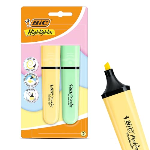 BIC Marking Highlighter Flach Textmarker Marker 2 Stück Kunststoff Textmarker mit Pastellgelber & grüner Tinte Textmarker Stifte für glatte Noten Präzise Highlights Ideal für Schule und Büro BIC Marking Highlighter Flach Textmarker Marker 2 Stück Kunststoff Textmarker mit Pastellgelber & grüner Tinte Textmarker Stifte für glatte Noten Präzise Highlights Ideal für Schule und Büro von DLM Direct