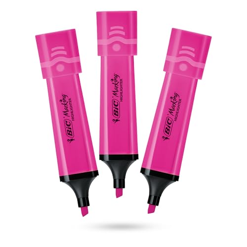 BIC Marking Highlighter Flach Textmarker Marker 3 Stück Kunststoff Textmarker mit fluoreszierender rosa Neontinte Textmarker Stifte für glatte Noten, präzise Highlighter, ideal für Schule und Büro BIC Marking Highlighter Flach Textmarker Marker 3 Stück Kunststoff Textmarker mit fluoreszierender rosa Neontinte Textmarker Stifte für glatte Noten, präzise Highlighter, ideal für Schule und Büro von DLM Direct