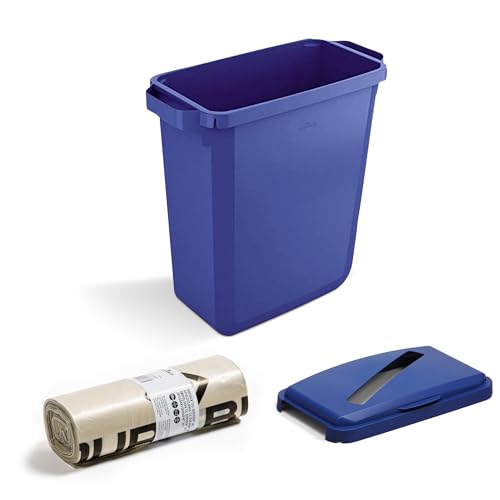 DLM Direct Durabin rechteckiger Abfalleimer, 60 l, blauer Klappdeckel mit Papierschlitz, 25 x 110 l Öko-Müllbeutel mit einfachen Tragegriffen für Müllsammlung in Büros, Häusern, Küchen, Schulen DLM Direct Durabin rechteckiger Abfalleimer, 60 l, blauer Klappdeckel mit Papierschlitz, 25 x 110 l Öko-Müllbeutel mit einfachen Tragegriffen für Müllsammlung in Büros, Häusern, Küchen, Schulen von DLM Direct