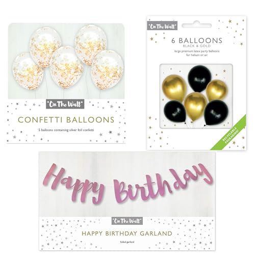 On The Wall Gold Konfetti Luftballons 5 Stück Schwarz und Gold Luftballons 6 Stück mit Rose Happy Birthday Girlande 1,5m Party Dekorationen für Geburtstag Weihnachten und Neujahr Festliche Feiern On The Wall Gold Konfetti Luftballons 5 Stück Schwarz und Gold Luftballons 6 Stück mit Rose Happy Birthday Girlande 1,5m Party Dekorationen für Geburtstag Weihnachten und Neujahr Festliche Feiern von DLM Direct