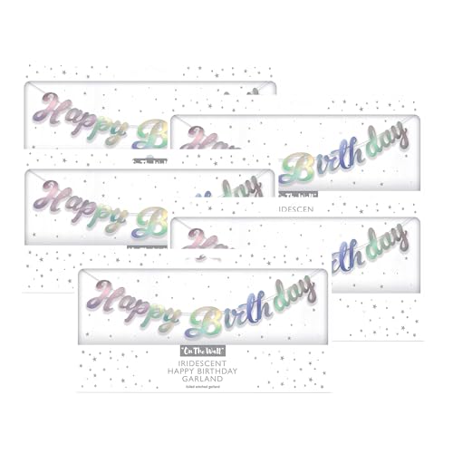 On The Wall Happy Birthday Silberne schillernde genähte Girlande, 1,5 m, schimmerndes Folien-Banner, Party-Dekoration für Kinder und Erwachsene, Meilenstein-Feierschild für drinnen und draußen, 5 On The Wall Happy Birthday Silberne schillernde genähte Girlande, 1,5 m, schimmerndes Folien-Banner, Party-Dekoration für Kinder und Erwachsene, Meilenstein-Feierschild für drinnen und draußen, 5 von DLM Direct
