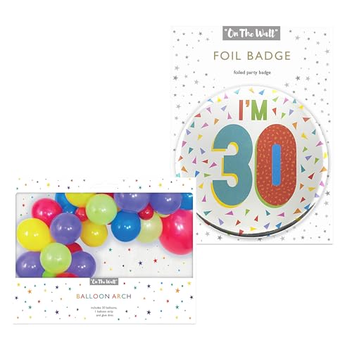 On The Wall Mehrfarbige Ballongirlande Kit mit 50 Latexballons 2 Meter Streifen Folie Alter 30 Geburtstag Abzeichen 8,5 cm Sicherheitsnadel Befestigung Komplettes Dekorationsset für Feier Kulissen On The Wall Mehrfarbige Ballongirlande Kit mit 50 Latexballons 2 Meter Streifen Folie Alter 30 Geburtstag Abzeichen 8,5 cm Sicherheitsnadel Befestigung Komplettes Dekorationsset für Feier Kulissen von DLM Direct