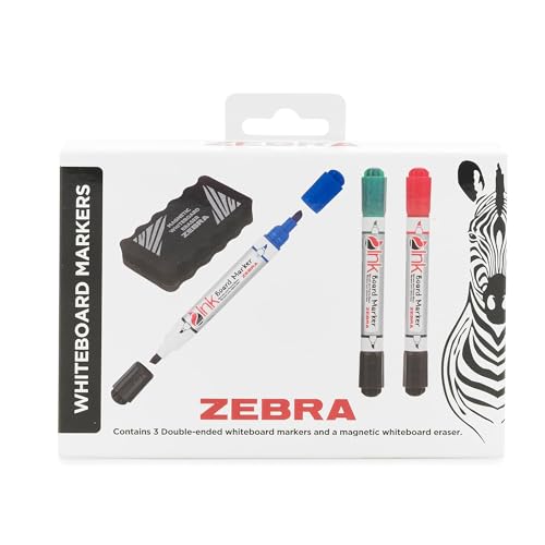 Zebra Whiteboard-Marker, trocken abwischbar, Kunststoffschaft, feine Spitze, verschiedene Farben, magnetischer Radiergummi, 3 mm Spitze, Whiteboard-Stifte für Büro, Schule, Zuhause, Geschäftstafeln Zebra Whiteboard-Marker, trocken abwischbar, Kunststoffschaft, feine Spitze, verschiedene Farben, magnetischer Radiergummi, 3 mm Spitze, Whiteboard-Stifte für Büro, Schule, Zuhause, Geschäftstafeln von DLM Direct