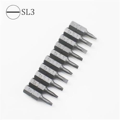 10-teiliges 1/4 Zoll 25 mm Schlitzschraubendreher-Bit-Set SL3-SL7 mit Sechskantschaft(SL3) von DLNTXFDG