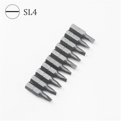 10-teiliges 1/4 Zoll 25 mm Schlitzschraubendreher-Bit-Set SL3-SL7 mit Sechskantschaft(SL4) von DLNTXFDG