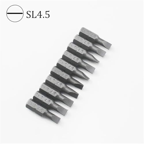 10-teiliges 1/4 Zoll 25 mm Schlitzschraubendreher-Bit-Set SL3-SL7 mit Sechskantschaft(SL4.5) von DLNTXFDG