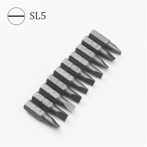10-teiliges 1/4 Zoll 25 mm Schlitzschraubendreher-Bit-Set SL3-SL7 mit Sechskantschaft(SL5) von DLNTXFDG