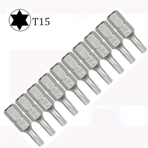 10-teiliges Torx-Schraubendreher-Bit-Set, 1/4-Sechskantschaft, Stern, T6, T7, T8, T10, T15, T20, T25, T30, T35, T40(T15) von DLNTXFDG