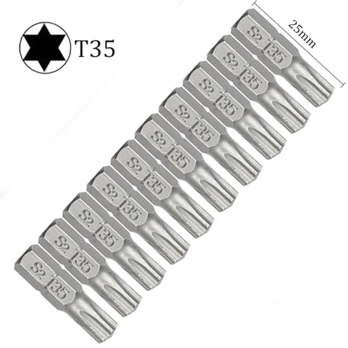 10-teiliges Torx-Schraubendreher-Bit-Set, 1/4-Sechskantschaft, Stern, T6, T7, T8, T10, T15, T20, T25, T30, T35, T40(T35) von DLNTXFDG