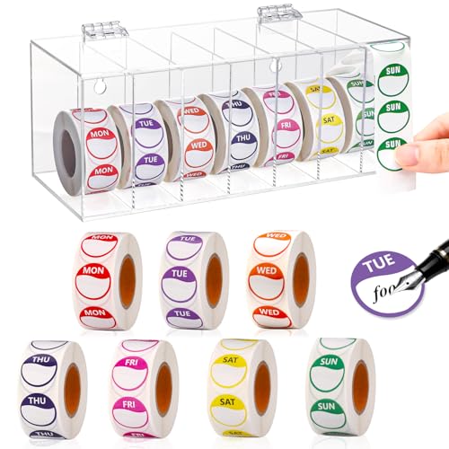 3500 Stück 7 Tage der Woche Aufkleber 2,5 cm Aufkleber Rolle Spender Halter Acryl Tag Punkt Spender Lebensmittel Datum Etiketten Aufkleber Montag bis Sonntag für Küche Restaurant Ablaufdatum 3500 Stück 7 Tage der Woche Aufkleber 2,5 cm Aufkleber Rolle Spender Halter Acryl Tag Punkt Spender Lebensmittel Datum Etiketten Aufkleber Montag bis Sonntag für Küche Restaurant Ablaufdatum von DLUGOPIS