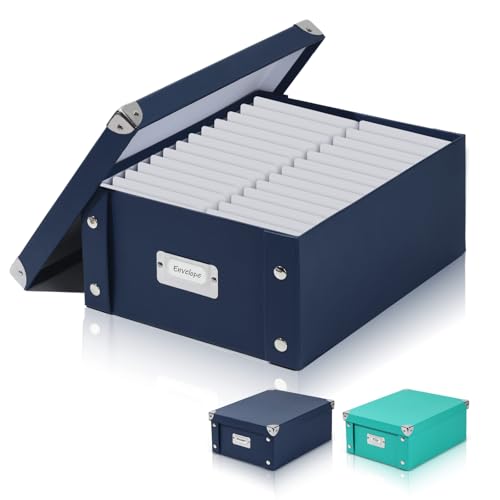 DLUGOPIS Aufbewahrungsbox mit Deckel, 30,5 x 25,4 x 12,7 cm, Faltbare Karton-Boxen für Geschäfte, Pesonal-Ordner, marineblau, 1 Stück DLUGOPIS Aufbewahrungsbox mit Deckel, 30,5 x 25,4 x 12,7 cm, Faltbare Karton-Boxen für Geschäfte, Pesonal-Ordner, marineblau, 1 Stück von DLUGOPIS
