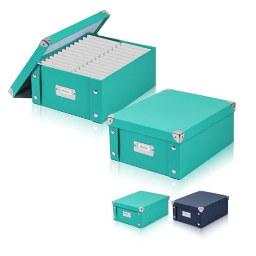 DLUGOPIS Faltbare Aufbewahrungsbox mit Deckel, 30,5 x 25,4 x 12,7 cm, Seegrün, mit Deckel, Dokumentenboxen, Quittungsbox, Aufbewahrungsbox, Karton-Schachteln, zum Organisieren von Büchern, Akten, 2 DLUGOPIS Faltbare Aufbewahrungsbox mit Deckel, 30,5 x 25,4 x 12,7 cm, Seegrün, mit Deckel, Dokumentenboxen, Quittungsbox, Aufbewahrungsbox, Karton-Schachteln, zum Organisieren von Büchern, Akten, 2 von DLUGOPIS