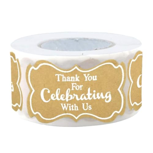 DLUKENY Aufkleber mit Aufschrift "Thank You For Celebrating With Us", 500 Stück/Rolle, Umschläge, Kekse, Kochen, Verpackung, Zubehör für Neujahr DLUKENY Aufkleber mit Aufschrift "Thank You For Celebrating With Us", 500 Stück/Rolle, Umschläge, Kekse, Kochen, Verpackung, Zubehör für Neujahr von DLUKENY