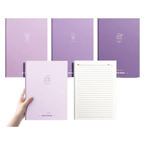 DLUKENY Notizbuch, Softcover, 80 Seiten, liniert, Softcover, Tagebuch für Damen, Herren, Studenten, Schreiben, Notizen, 4 Stück von DLUKENY