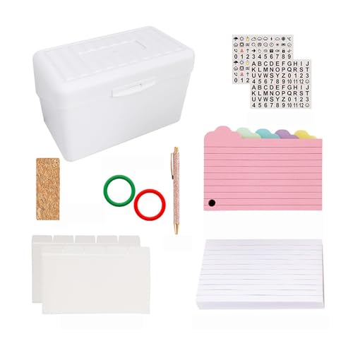 Notizpapier-Set, doppelseitig, liniert, mit 150 Blatt Notizkarten, Ordner, Ringen, Aufbewahrungsbox, Rezeptkarten-Box, 200 Blatt Notizpapier-Set, doppelseitig, liniert, mit 150 Blatt Notizkarten, Ordner, Ringen, Aufbewahrungsbox, Rezeptkarten-Box, 200 Blatt von DLUKENY