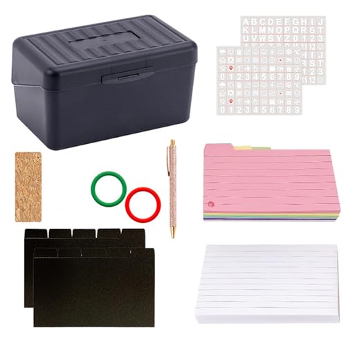 Notizpapier-Set, doppelseitig, liniert, mit 150 Blatt Notizkarten, Ordner, Ringen, Aufbewahrungsbox, Rezeptkarten-Box, 200 Blatt von DLUKENY