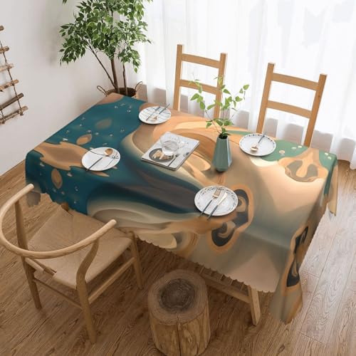 DLXW Dunhuang Mystery Tischdecke, schmutzabweisend, für Picknicks im Freien, gezackte Polyester-Tischdecke von DLXW