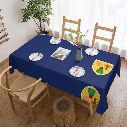 DLXW Fleckenabweisende Premium-Tischdecke mit Flagge der Türken- und Caicosinseln, für Picknicks im Freien, gezackte Polyester-Tischdecke von DLXW
