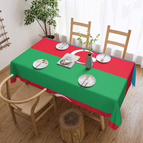 DLXW Fleckenabweisende Premium-Tischdecke mit der Flagge von Aserbaidschan, für Picknicks im Freien, Küche und Feiertagsessen, Einheitsgröße DLXW Fleckenabweisende Premium-Tischdecke mit der Flagge von Aserbaidschan, für Picknicks im Freien, Küche und Feiertagsessen, Einheitsgröße von DLXW