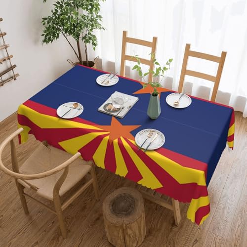 DLXW Fleckenabweisende Tischdecke mit Arizona-Flagge für Picknicks im Freien, gezackte Polyester-Tischdecke von DLXW